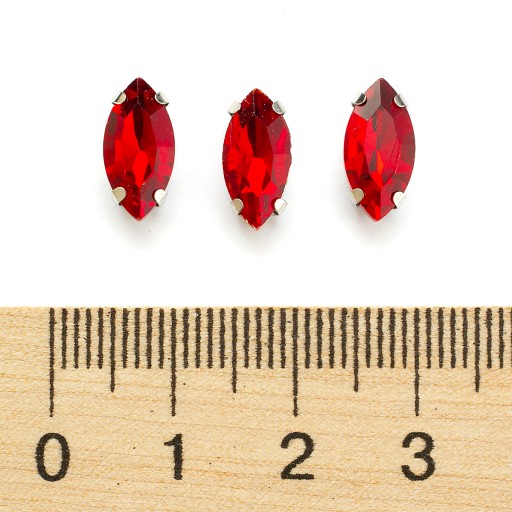 Štrasové kamienky na šitie, sklo, mosadzný podstavec, konské oko, 12x6x4,5mm, 10ks