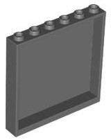LEGO 59349 NÁSTENNÝ SKLENENÝ PANEL 1x6x5 tmavosivá NOVINKA (6g)