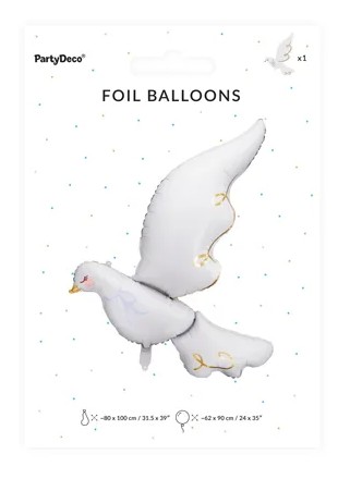 Fóliový balónik Holubica Biela DOVE Svadobný krstný krst 80x100 cm