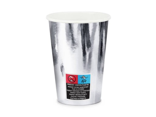 STRIEBORNÝ PAPIEROVÝ POHÁR 6KS. 220 ml
