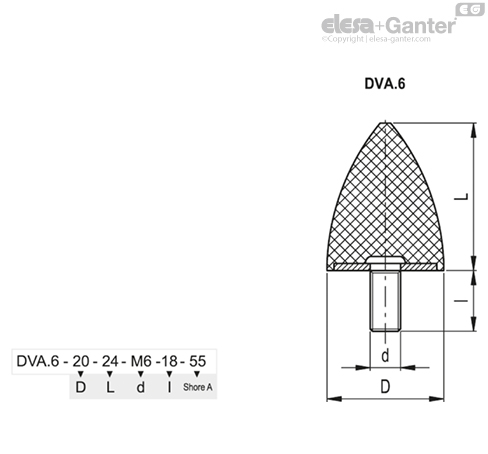 Vibroizolátor DVA.6-35-40-M8-23-55 - čap so závitom
