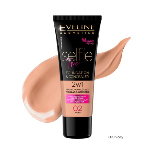 Eveline Cosmetics Selfie Time podkladová báza a korektor č.02 - Ivory