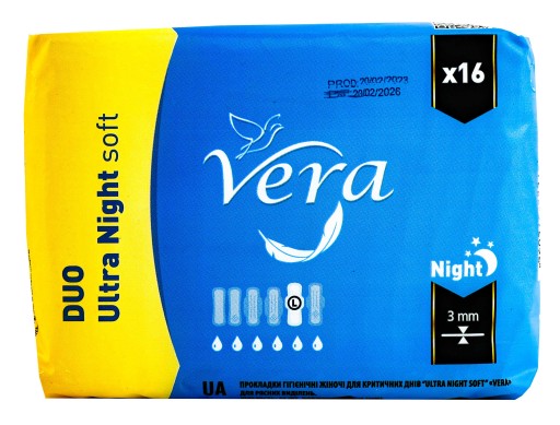 Ultra NIGHT Soft Duo podložky na noc VERA 16 kusov
