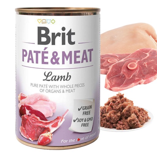 BRIT PATE & MEAT Mokré krmivo pre psov Jahňacie mäso 400 g