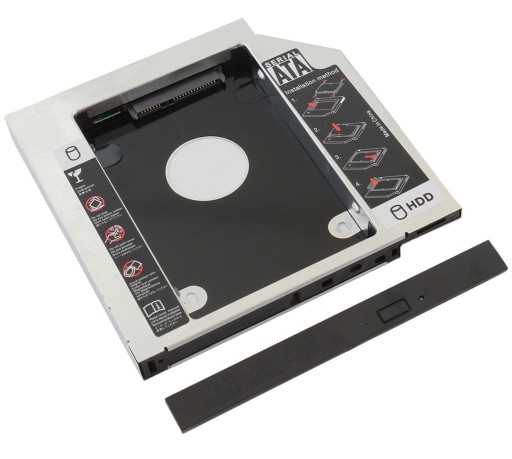 KRYTOVÝ RÁM DRŽIAK VRECKO PRE SSD HDD LAPTOP MIESTO CD DVD SATA 12,7 mm.