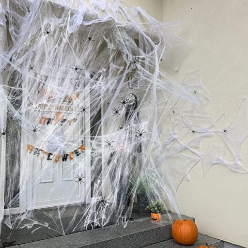 Pavučina s 20 pavúkmi Halloweenska dekorácia