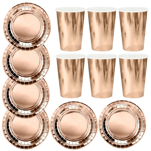Súprava papierového riadu Rose Gold, POHÁRKY A TANIERE