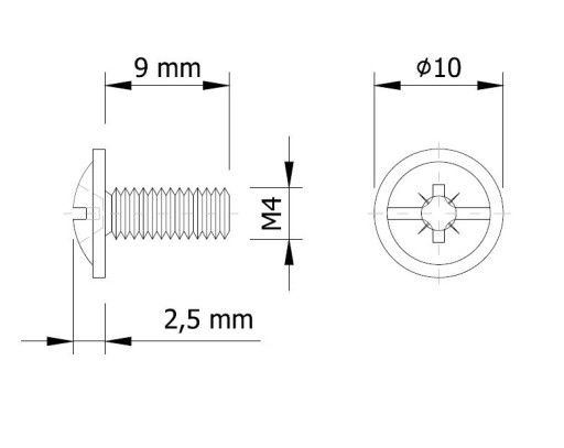 Metrické skrutky 100X M4X9 mm pre skľučovadlá DIN 967