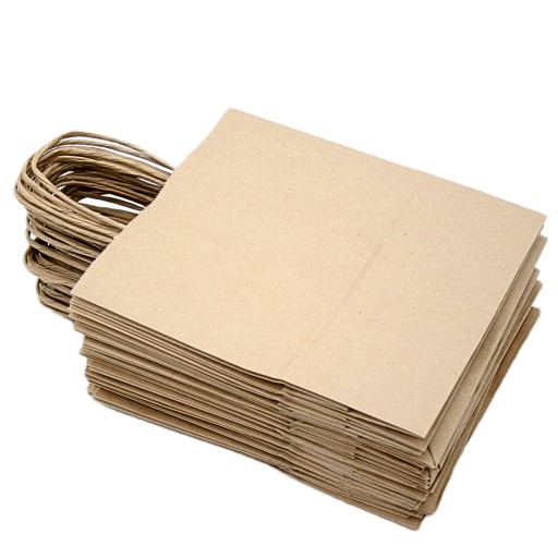 SIVÁ BLOKOVÁ PAPIEROVÁ TAŠKA KRAFT S RÚČKOU 18x8x21 CM 25KS