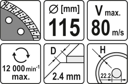 DIAMANTOVÝ REZNÝ KOTÚČ NA ŽULU 115MM YT-6022