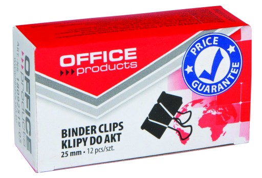 Spony na dokumenty 25mm 12ks čierny klip