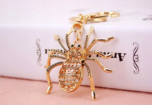 KEYRING Kľúčenka Spider, zlatá, zirkóny