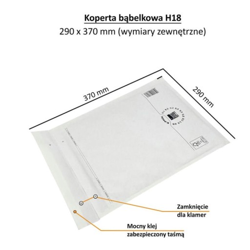 Bublinové obálky H18 370x290 E-Pack WHITE veľké SILNÉ x10