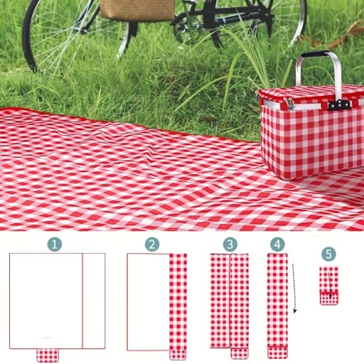 PLÁŽOVÁ PIKNIKOVÁ DEKA VODEODOLNÁ DEKA VEĽKÁ S PRENOSNÝM POUZDROM 200x200cm
