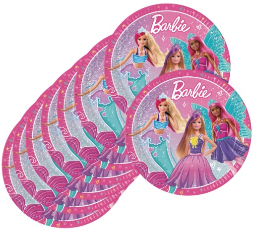 Papierové taniere Bábika Barbie 8 kusov 23 cm