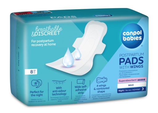 DISKRÉTNE NOČNÉ VLOŽKY CANPOL POSTPARTUM