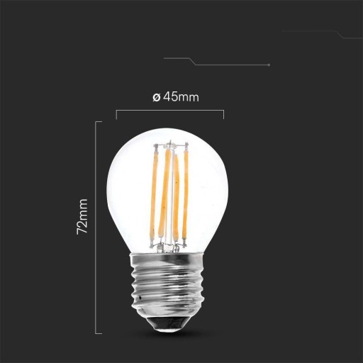 V-TAC LED žiarovka 6W Filament E27 Ball G45 VT-2366 3000K 600lm