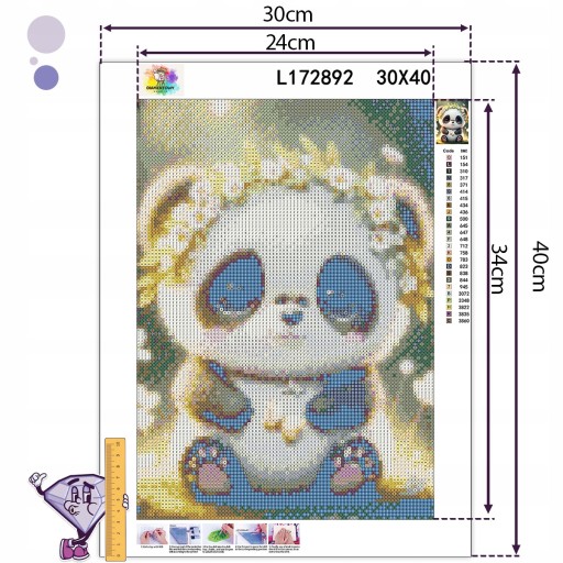 DIAMANTOVÁ VÝŠIVKA Diamantová maľba Diamantová mozaika pre deti Súprava Panda