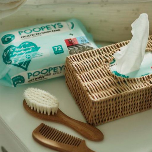 4x Poopeys Vlhčené obrúsky panthenol aloe 97% voda vodné obrúsky 288 ks