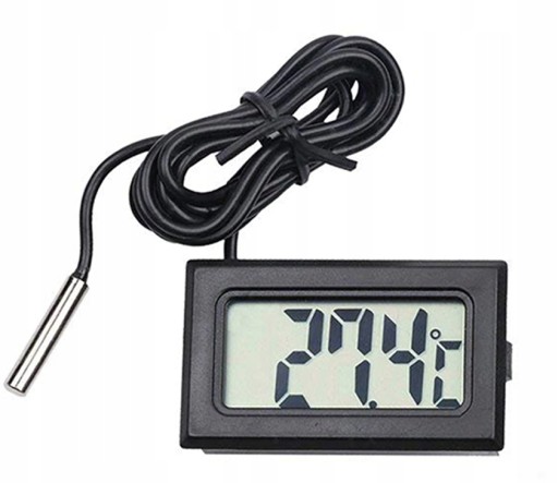 LCD elektronický teplomer so sondou Čierny do 110C