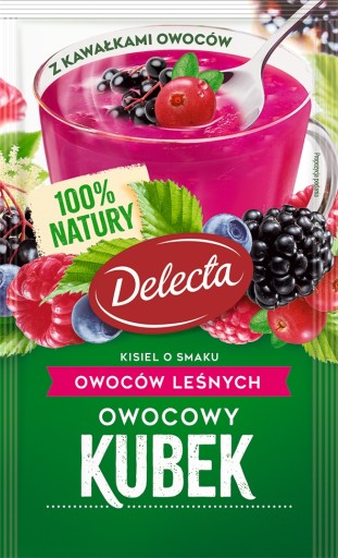 Instant Fruit Jelly Cup Delecta 7 príchutí 14x30g s kúskami ovocia