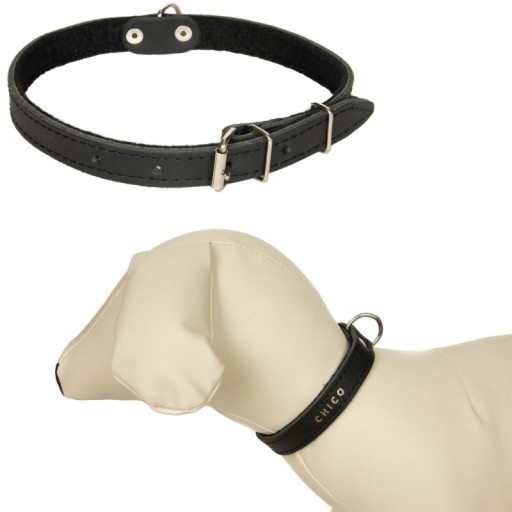 Kožený obojok s filcom psík 35-45cm/24mm Čierny