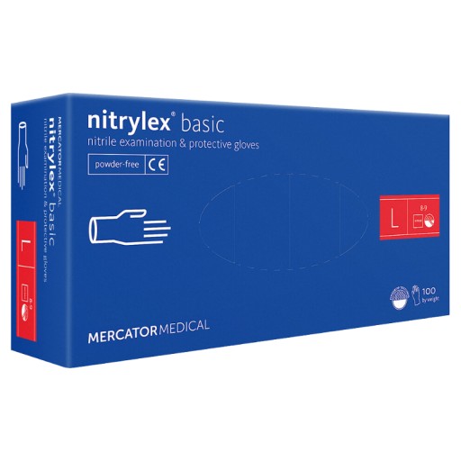Rukavice NITRILOVÉ rukavice MERCATOR NITRYLEX BASIC modré veľkosť L 100 ks