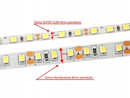 120 LED pásik, úzky, tenký, SLIM, 4mm, 1m, STUDENÝ