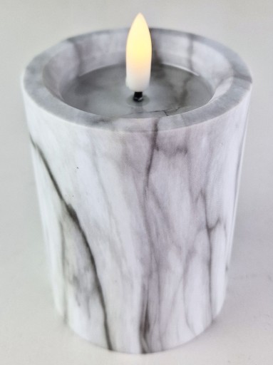 Dekoratívna sviečka na batérie 10 cm, farba Grey Marble, LED až 30 dní