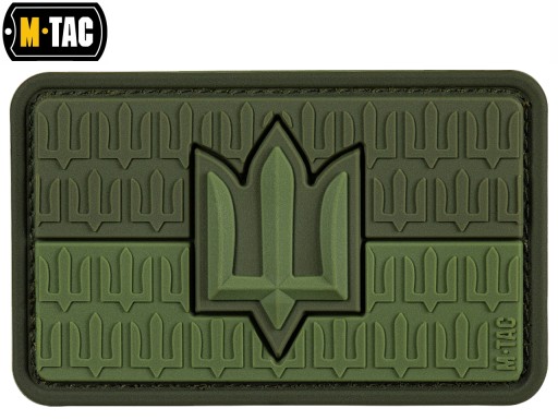 3D nášivka Ukrajina vlajka s trojzubcom emblém M-Tac 8x5cm PVC suchý zips Olivový