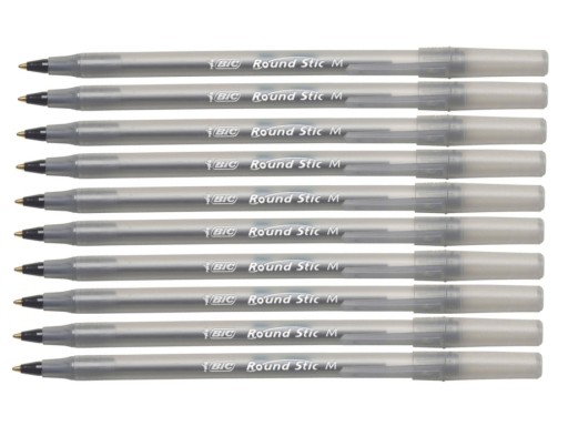 BIC EKO okrúhle guľôčkové pero STIC S VRCHOLOM, ČIERNA