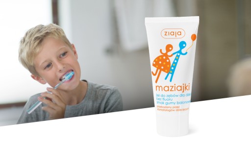 Zubný gél Ziaja Maziajki bez fluoridu, gumená príchuť