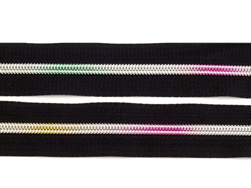 Páska na zips 6 mm, dúhová farba, zips, 1 meter