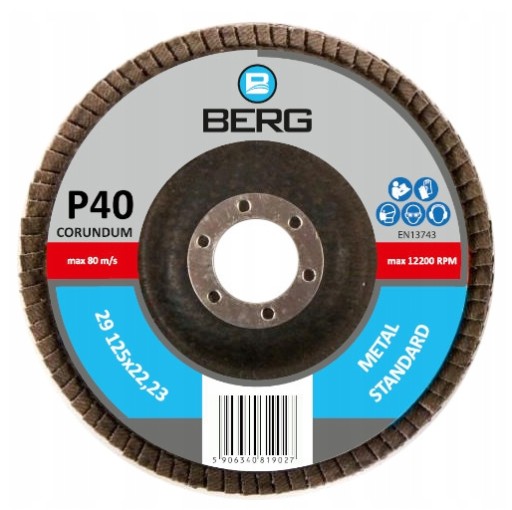 BERG KOVOVÉ KORUNDOVÉ KOLIESKO A40 P40 125x22,23 125X22 GR 40