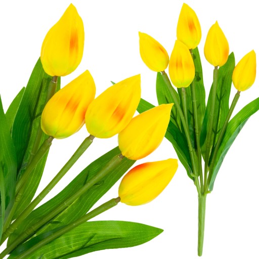 TULIPÁNOVÁ KYTICA Z PENOVÝCH TULIPANOV X5 ŽLTÉ UMELÉ TULIPANY V KYTICI