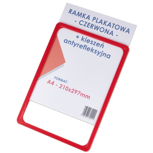 RÁM NA PLAKÁT A4 ČERVENÉ ANTREFLEXNÉ VRECKO NA OCHRANU PLAGÁTU