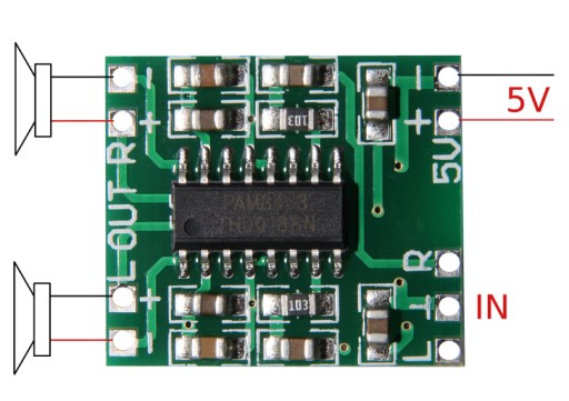 2x3W 5V audio zosilňovač triedy D PAM8403