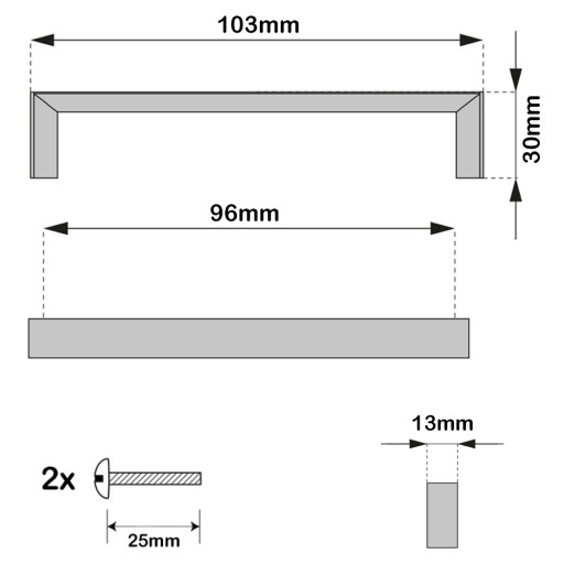 NÁBYTOK ÚCHYTKA SKRIŇKA ÚCHYTKA ZÁSUVKY SKRIŇKY MATNÝ CHROM 96mm ÚCHYTKA