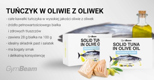 FILET Z TUŇAKA V OLIVOVOM OLEJI PROTEÍN RYBA S VYSOKÝM PROTEÍNOM - GymBeam 120g