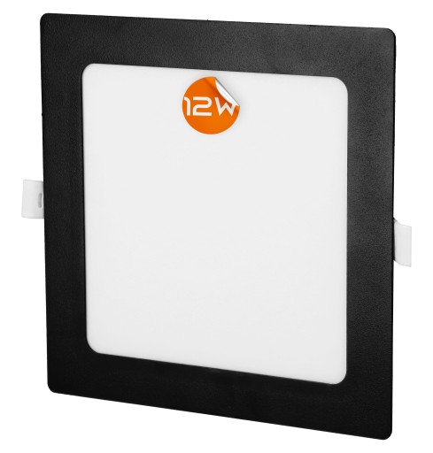 LED panel, zápustný, sadrokartónový, čierny, stropné štvorcové svietidlo, 12W