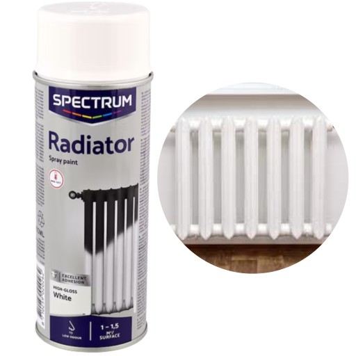 LESKLO BIELA FARBA V SPREJOVANÍ NA RADIÁTORY