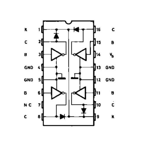 Integrovaný obvod ULN2070B: 4x Darlington NPN 1.5A/50V, DIP16