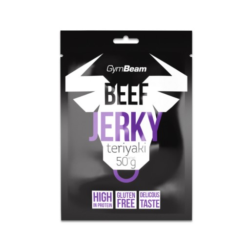 SUŠENÉ HOVÄDZIE 100% HOVÄDZIE JERKY VYSOKÝ PROTEIN GymBeam 50g teriyaki