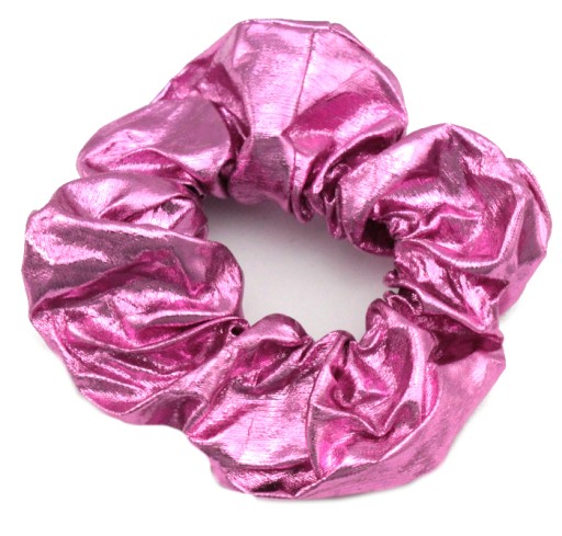 Gumička do vlasov FROTKA scrunchies, RUŽOVÁ METALICKÁ, lesklá