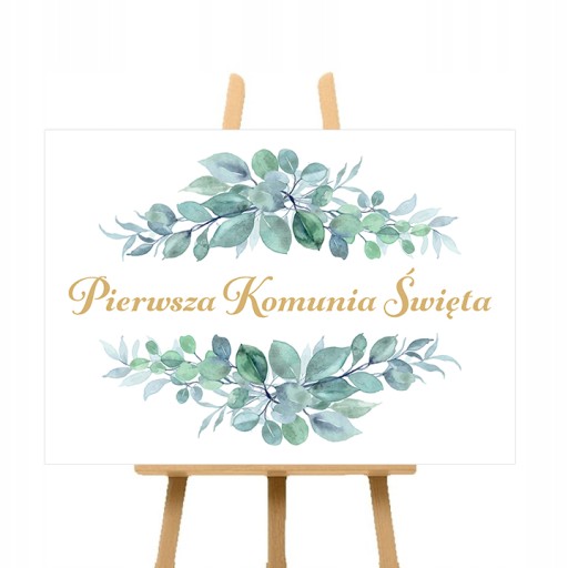 Prijímanie Plagát Nápis PRVÉ SVÄTÉ PRIJÍMANIE Eukalyptus Boho 60x42cm