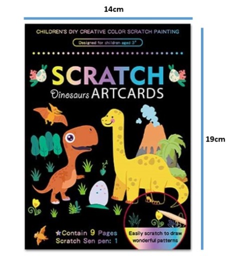 KREATÍVNA ŠKRAPACIA PODLOŽKA PRE DETI DÚHOVÉ DINOSAURY 9KS FANDY