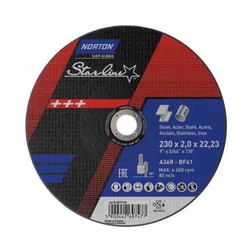 Kovový a oceľový rezací kotúč 230x2x22 mm A36R StarLine Norton
