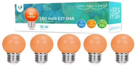E27 2W ORANŽOVÁ LED ŽIAROVKA na girlandy, 5 ks