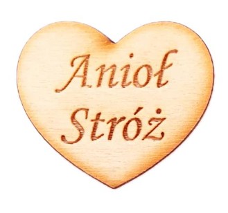 SRDCE s gravírovaním ANJEL STRÁŽNY 3cm pre anjelské srdiečka, preglejka, 5 kusov