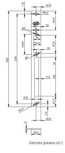 DLHÁ DOSKA, VRÁŽKOVANÁ, ELEKTRICKÁ ZÁPADKA, R3 R4 R5 ELEKTRA SP2502-M